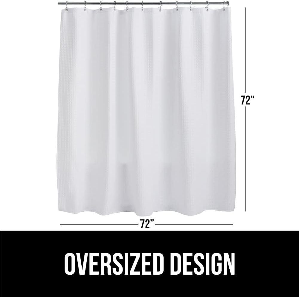 imageGORILLA GRIP Waffle Shower Curtain Thick Weighted Fabric Wrinkle and Rust Resistant Classic Hotel Quality Design Heavy Duty Long Curtains for Bathroom Showers Bath Tubs Machine Wash 72x72 WhiteWhite