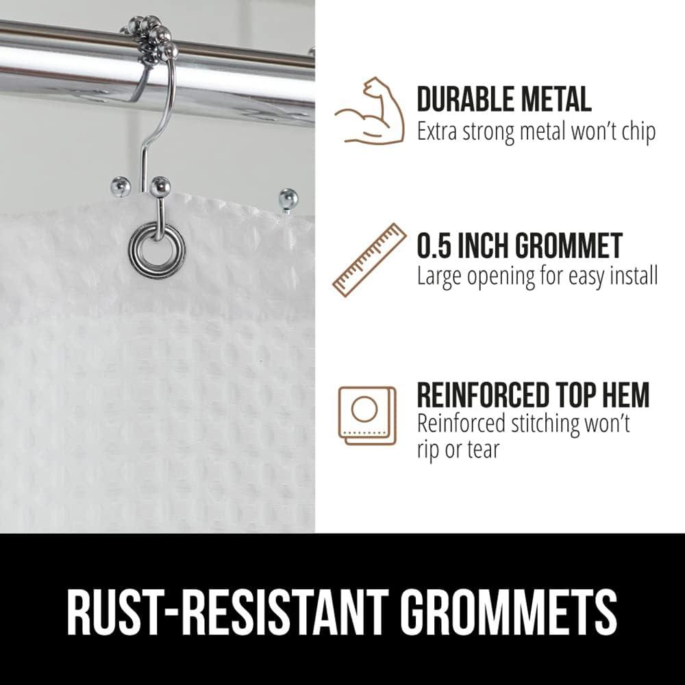 imageGORILLA GRIP Waffle Shower Curtain Thick Weighted Fabric Wrinkle and Rust Resistant Classic Hotel Quality Design Heavy Duty Long Curtains for Bathroom Showers Bath Tubs Machine Wash 72x72 WhiteWhite