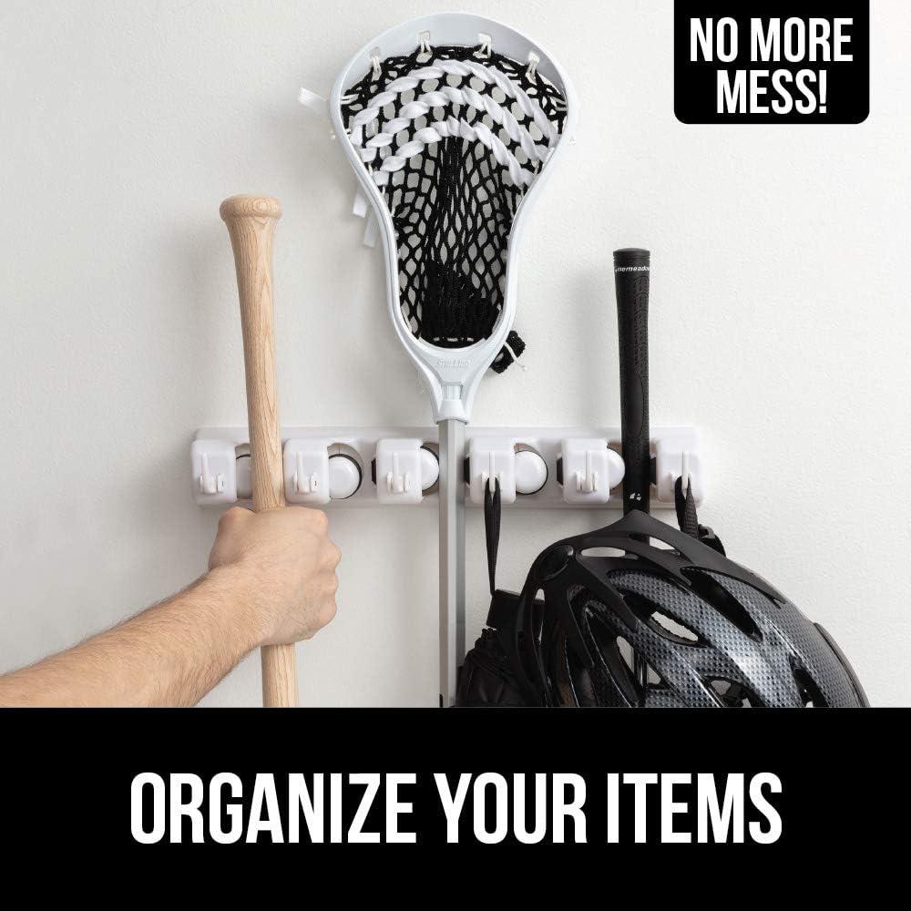 imageGORILLA GRIP Wall Mount Hook Fixture Also Includes Slots to Hold Mop Broom Tools Easy Install Organize Cleaners Tools Home Kitchen Garage 6 Hooks 5 Slots BeigeBeige