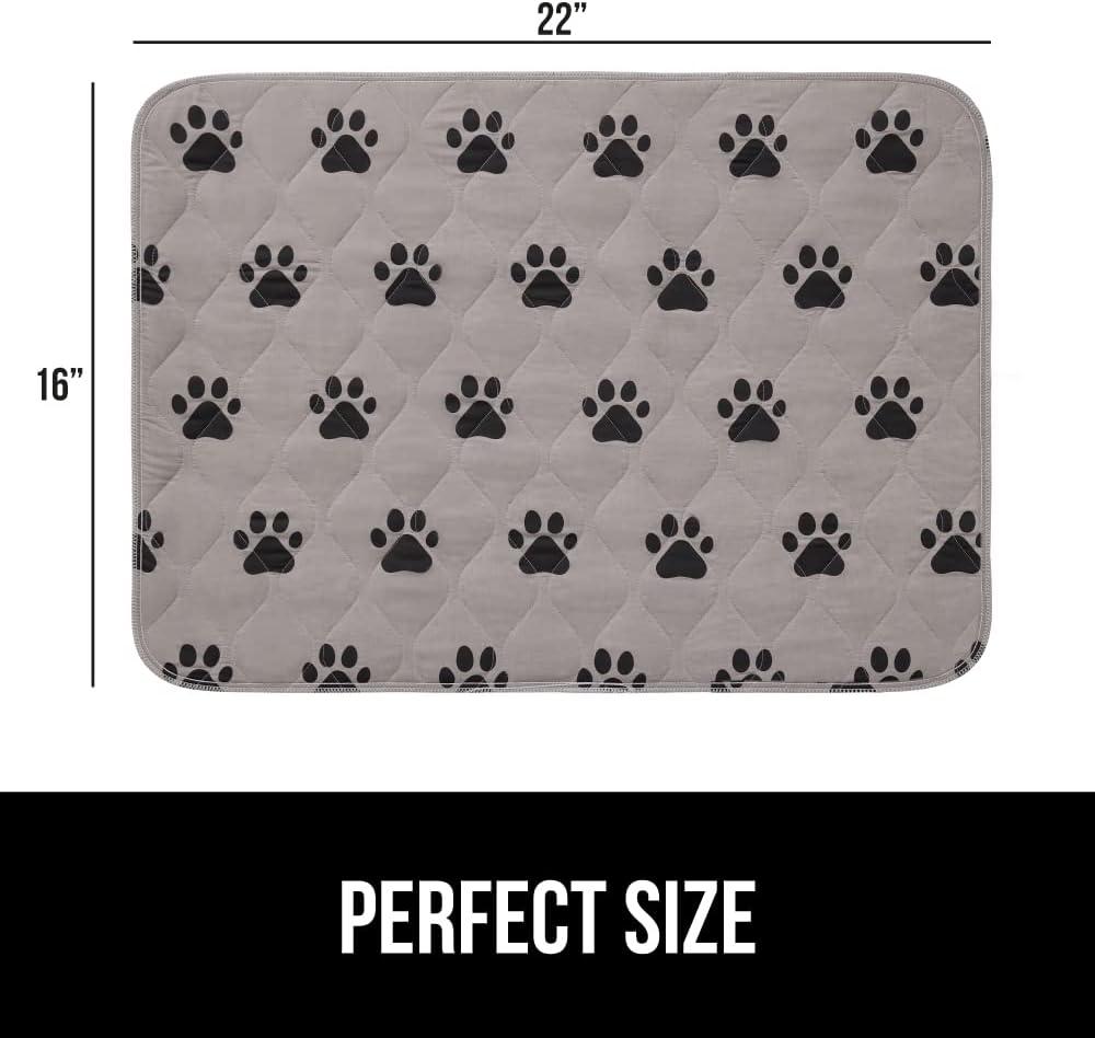 imageGORILLA GRIP Washable Puppy Pads 40x26 Slip Resistant Dog Crate Mat Waterproof Cloth Pee Pad for Training Puppies in Playpen Reusable Pet Incontinence Blanket Protects Sofa Furniture FloorsPaw Gray