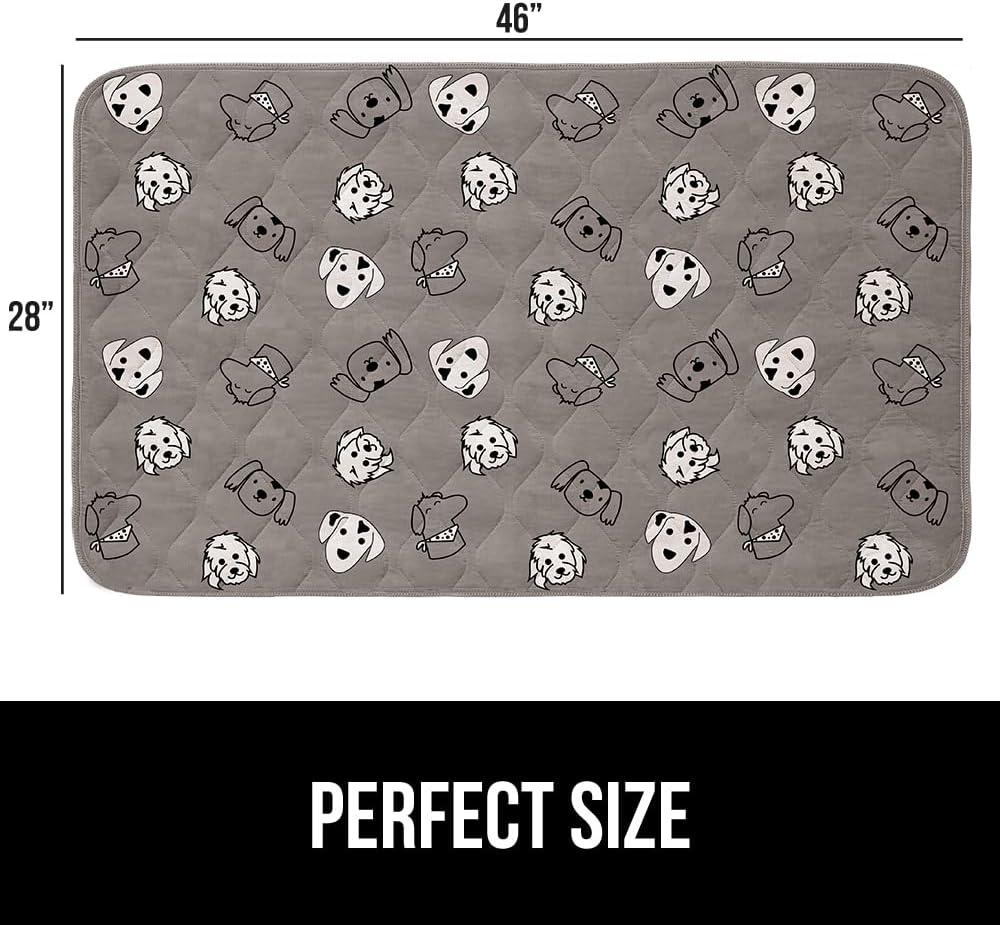 imageGORILLA GRIP Washable Puppy Pads 40x26 Slip Resistant Dog Crate Mat Waterproof Cloth Pee Pad for Training Puppies in Playpen Reusable Pet Incontinence Blanket Protects Sofa Furniture FloorsDog Faces