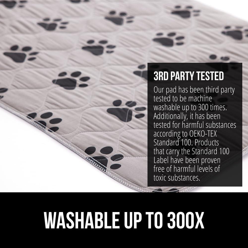 imageGORILLA GRIP Washable Puppy Pads 40x26 Slip Resistant Dog Crate Mat Waterproof Cloth Pee Pad for Training Puppies in Playpen Reusable Pet Incontinence Blanket Protects Sofa Furniture FloorsPaw Gray