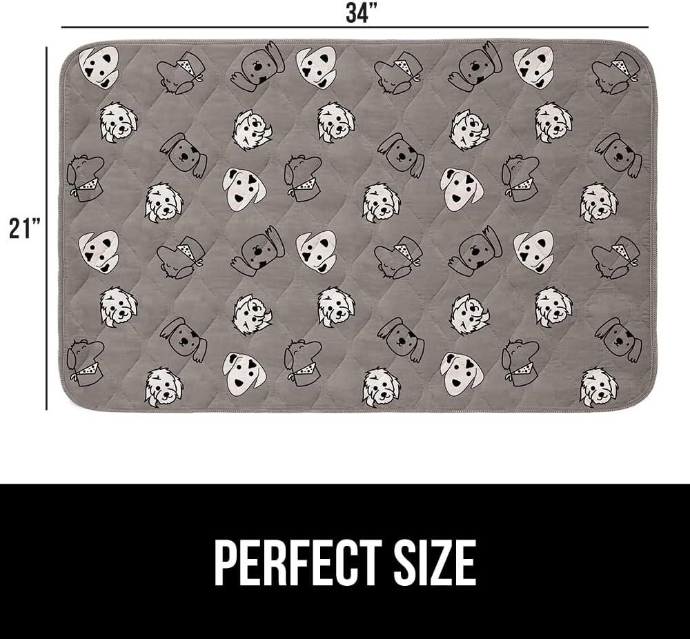 imageGORILLA GRIP Washable Puppy Pads 40x26 Slip Resistant Dog Crate Mat Waterproof Cloth Pee Pad for Training Puppies in Playpen Reusable Pet Incontinence Blanket Protects Sofa Furniture FloorsDog Faces