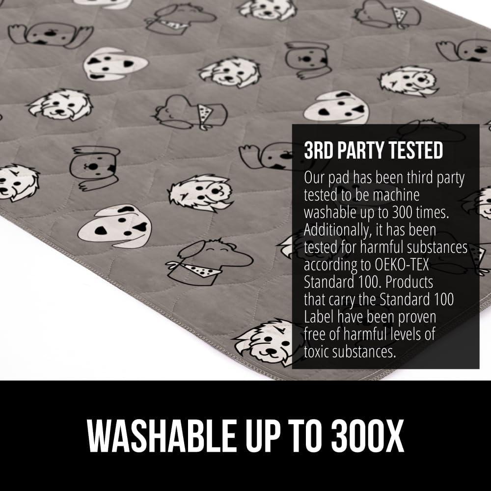 imageGORILLA GRIP Washable Puppy Pads 40x26 Slip Resistant Dog Crate Mat Waterproof Cloth Pee Pad for Training Puppies in Playpen Reusable Pet Incontinence Blanket Protects Sofa Furniture FloorsDog Faces