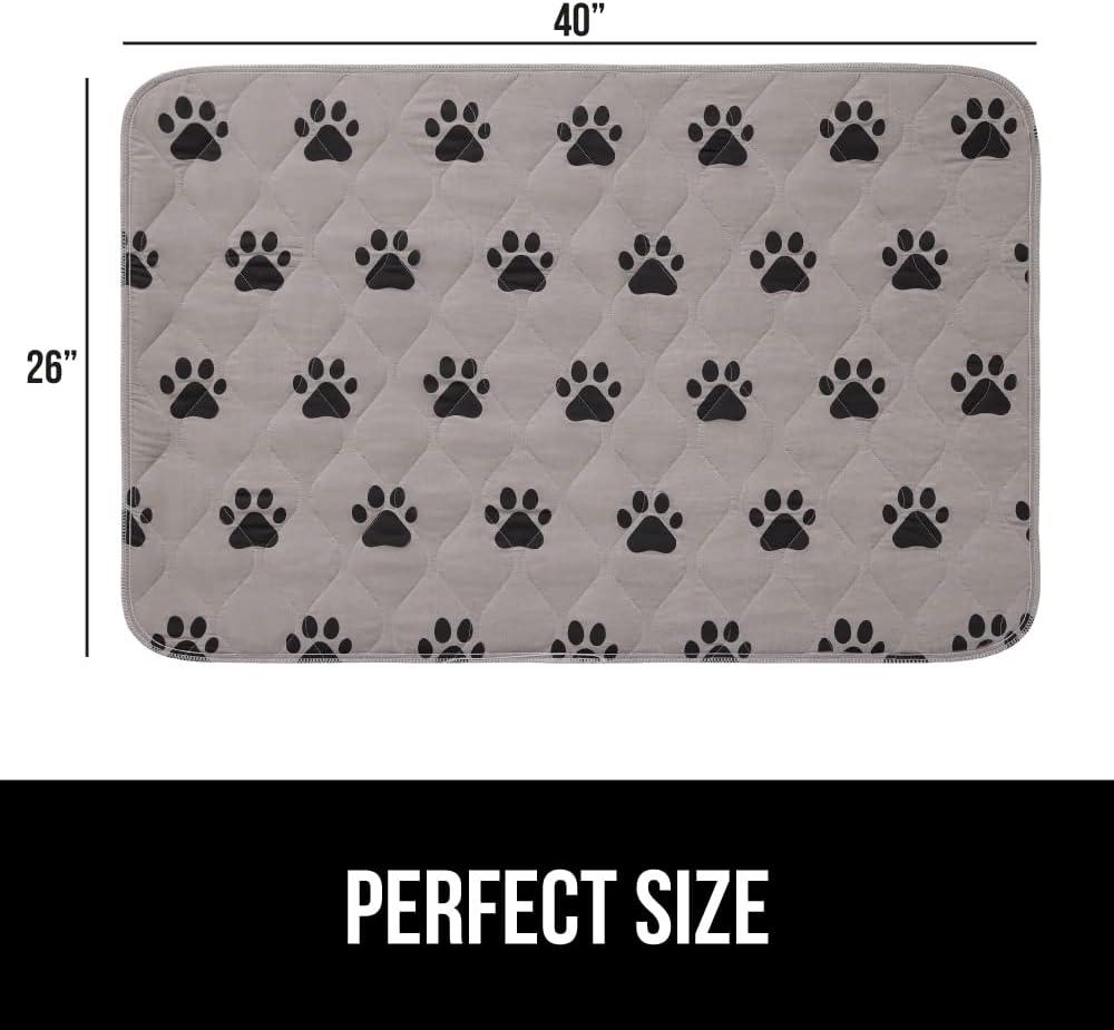 imageGORILLA GRIP Washable Puppy Pads 40x26 Slip Resistant Dog Crate Mat Waterproof Cloth Pee Pad for Training Puppies in Playpen Reusable Pet Incontinence Blanket Protects Sofa Furniture FloorsPaw Gray