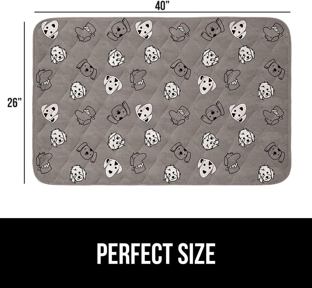 imageGORILLA GRIP Washable Puppy Pads 40x26 Slip Resistant Dog Crate Mat Waterproof Cloth Pee Pad for Training Puppies in Playpen Reusable Pet Incontinence Blanket Protects Sofa Furniture FloorsDog Faces