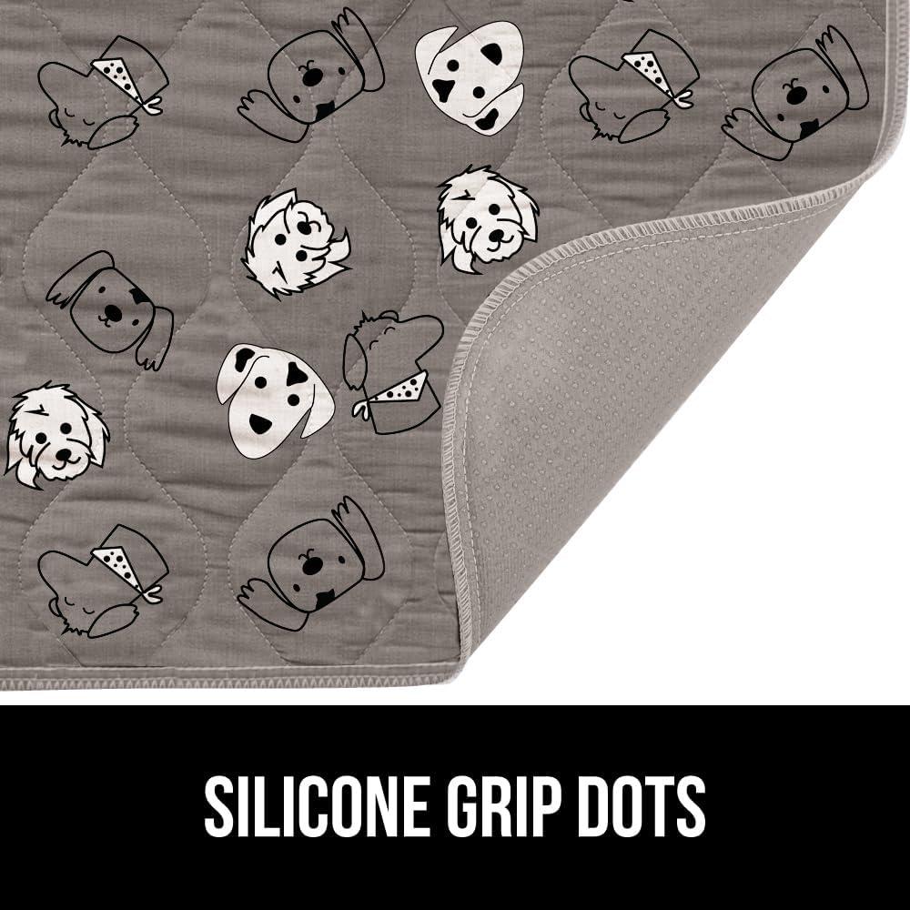 imageGORILLA GRIP Washable Puppy Pads 40x26 Slip Resistant Dog Crate Mat Waterproof Cloth Pee Pad for Training Puppies in Playpen Reusable Pet Incontinence Blanket Protects Sofa Furniture FloorsDog Faces