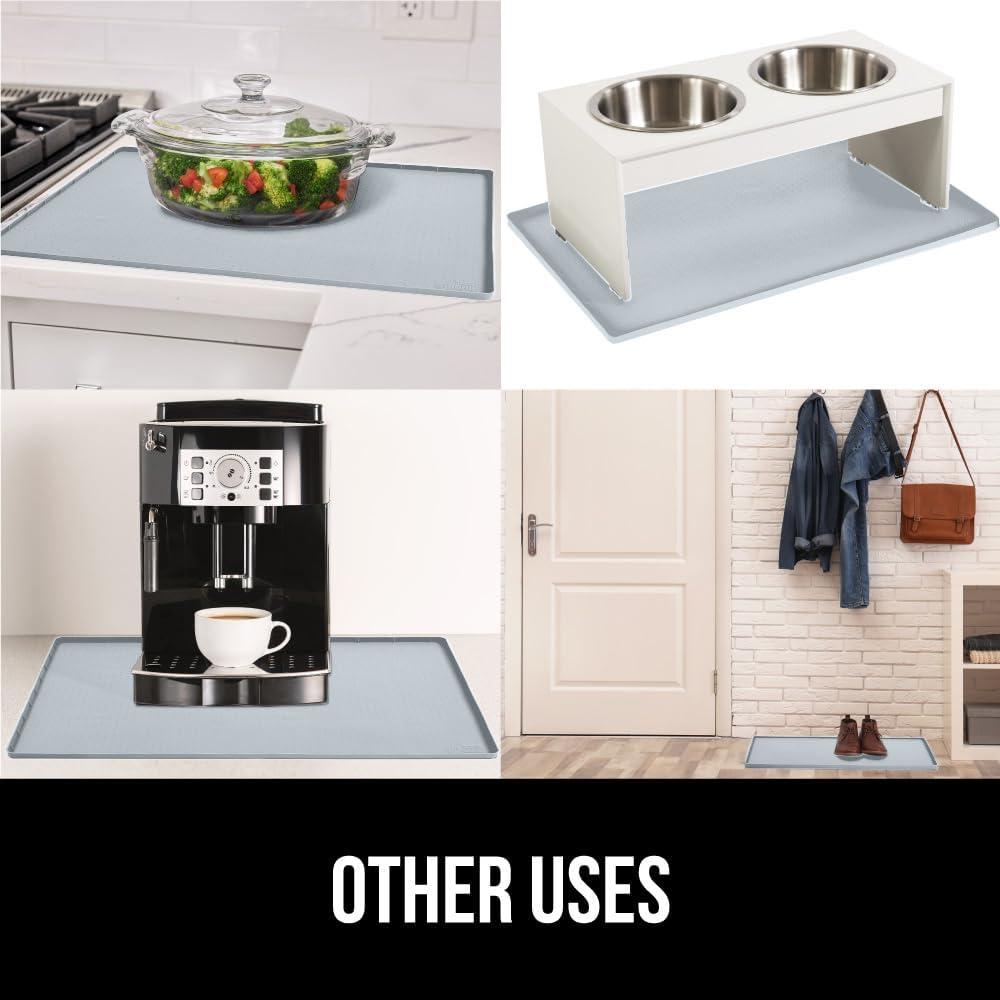imageGORILLA GRIP Waterproof Silicone Under Sink Mat with Raised Lip for Kitchen and Bathroom Cabinet Shelf Liner Stay in Place Mats Dishwasher Safe Drawer Liner Organizer Tray 19 x 22 in GrayLight Grey