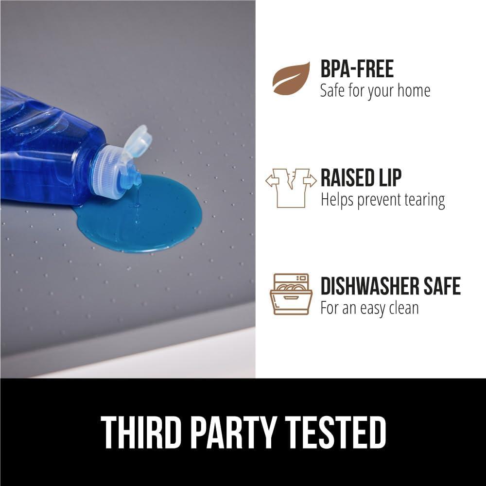 imageGORILLA GRIP Waterproof Silicone Under Sink Mat with Raised Lip for Kitchen and Bathroom Cabinet Shelf Liner Stay in Place Mats Dishwasher Safe Drawer Liner Organizer Tray 19 x 22 in GrayGray