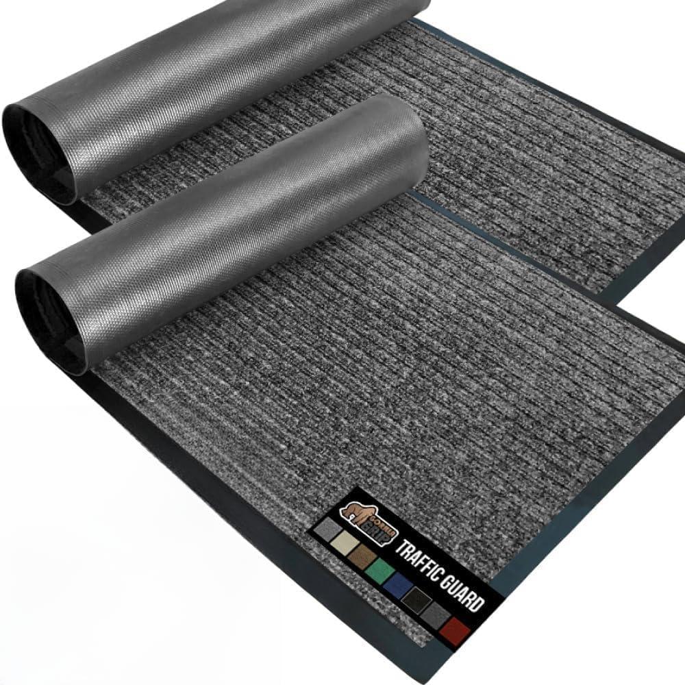 imageGORILLA GRIP Waterproof Traffic Guard Door Mat 72x48 Heavy Duty Entryway Mats Strong Backing Commercial Utility Rugs for Office Hallway Garage Floor and Home Low Profile Carpet Charcoal GrayGrey