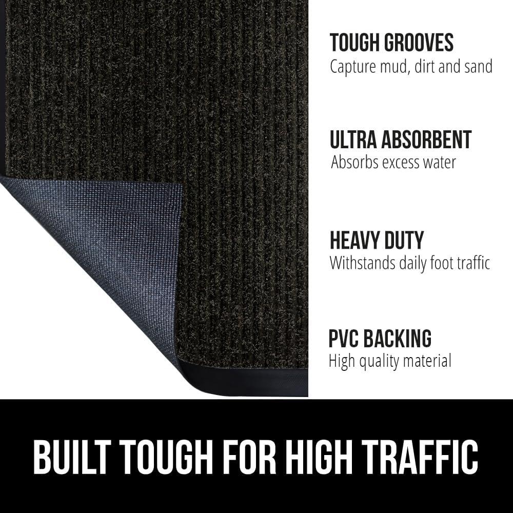 imageGORILLA GRIP Waterproof Traffic Guard Door Mat 72x48 Heavy Duty Entryway Mats Strong Backing Commercial Utility Rugs for Office Hallway Garage Floor and Home Low Profile Carpet Charcoal GrayBlack