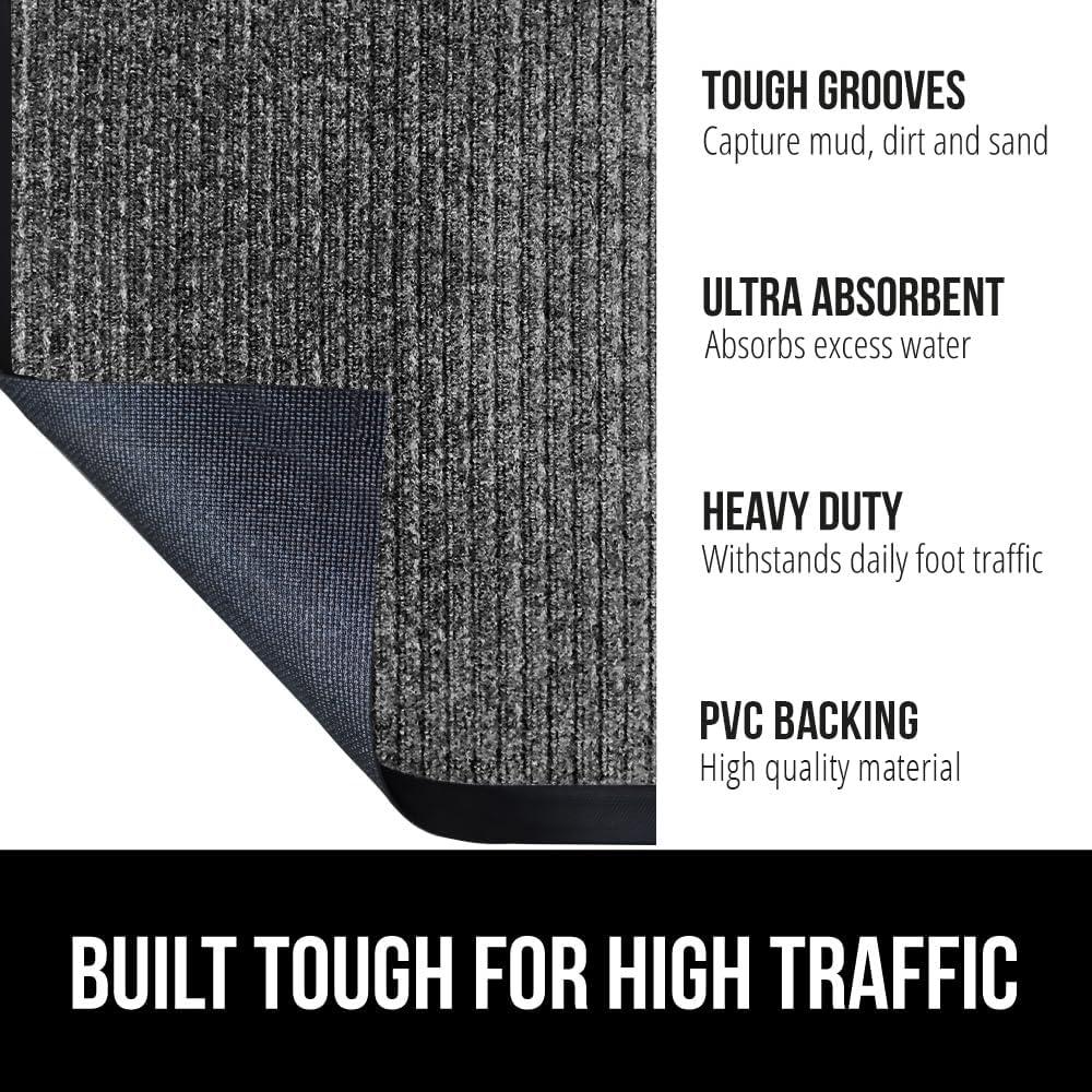 imageGORILLA GRIP Waterproof Traffic Guard Door Mat 72x48 Heavy Duty Entryway Mats Strong Backing Commercial Utility Rugs for Office Hallway Garage Floor and Home Low Profile Carpet Charcoal GrayGrey
