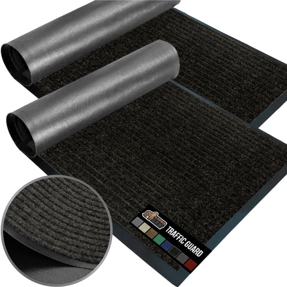 imageGORILLA GRIP Waterproof Traffic Guard Door Mat 72x48 Heavy Duty Entryway Mats Strong Backing Commercial Utility Rugs for Office Hallway Garage Floor and Home Low Profile Carpet Charcoal GrayBlack
