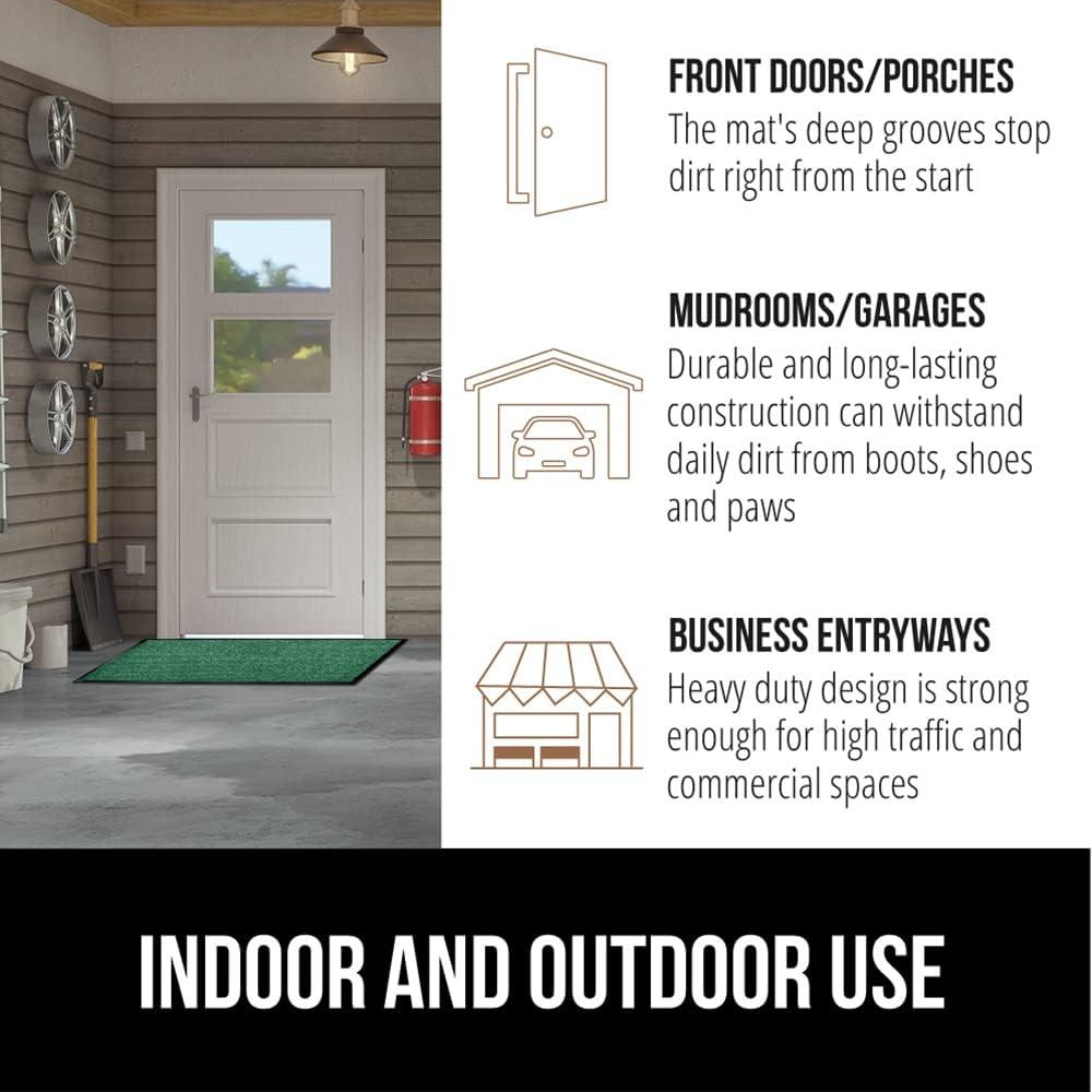 imageGORILLA GRIP Waterproof Traffic Guard Door Mat 72x48 Heavy Duty Entryway Mats Strong Backing Commercial Utility Rugs for Office Hallway Garage Floor and Home Low Profile Carpet Charcoal GrayGreen