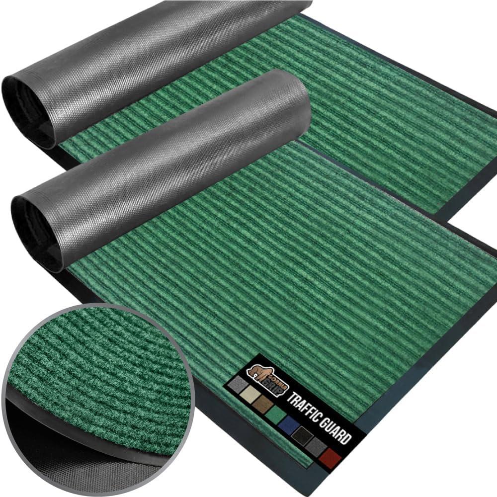 imageGORILLA GRIP Waterproof Traffic Guard Door Mat 72x48 Heavy Duty Entryway Mats Strong Backing Commercial Utility Rugs for Office Hallway Garage Floor and Home Low Profile Carpet Charcoal GrayGreen