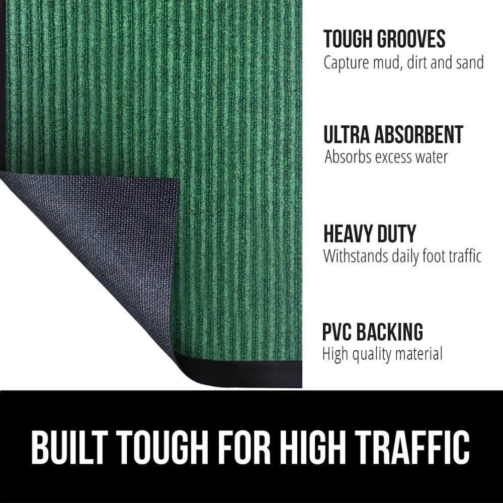 imageGORILLA GRIP Waterproof Traffic Guard Door Mat 72x48 Heavy Duty Entryway Mats Strong Backing Commercial Utility Rugs for Office Hallway Garage Floor and Home Low Profile Carpet Charcoal GrayGreen