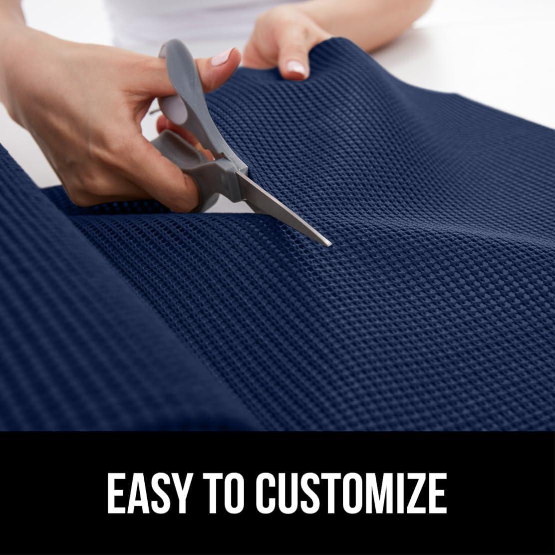 imageGORILLA GRIP powerGRIP Drawer Shelf and Cabinet Liner Thick Strong Hold NonAdhesive Liners Protect Kitchen Cabinets and Cupboard Bathroom Drawers Easy Install Breathable Mat 12 x20 GrayNavy