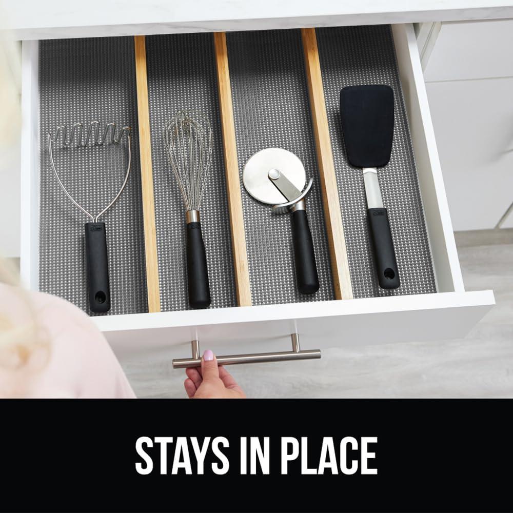 imageGORILLA GRIP powerGRIP Drawer Shelf and Cabinet Liner Thick Strong Hold NonAdhesive Liners Protect Kitchen Cabinets and Cupboard Bathroom Drawers Easy Install Breathable Mat 12 x20 GrayGray