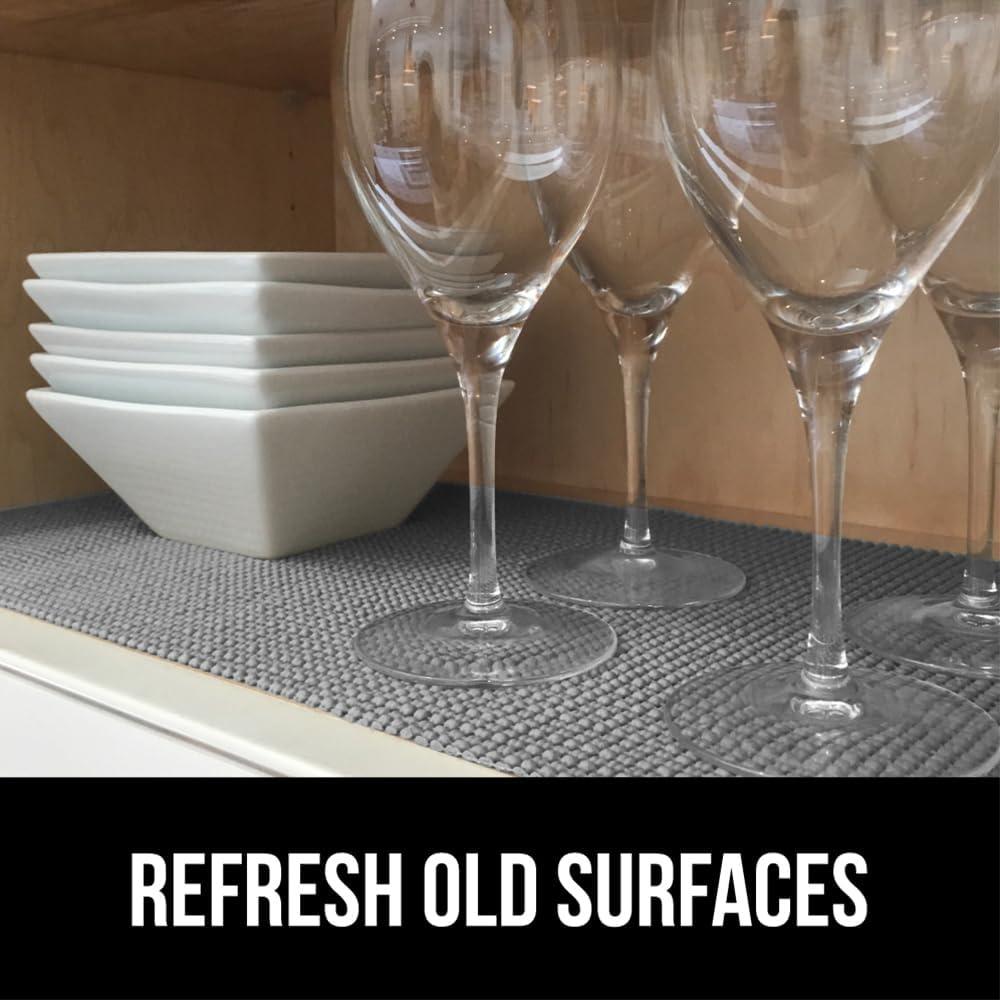 imageGORILLA GRIP powerGRIP Drawer Shelf and Cabinet Liner Thick Strong Hold NonAdhesive Liners Protect Kitchen Cabinets and Cupboard Bathroom Drawers Easy Install Breathable Mat 12 x20 GrayGray