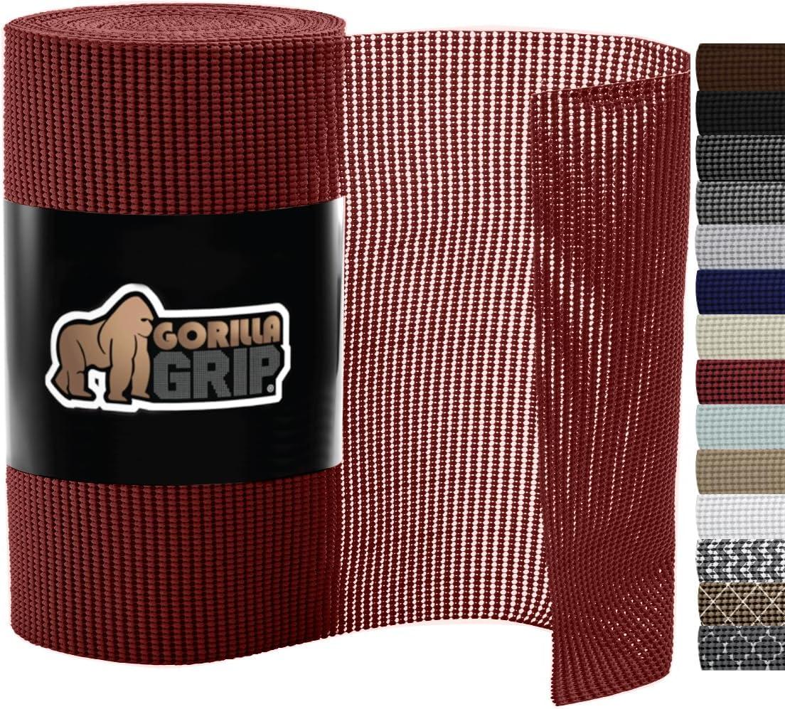 imageGORILLA GRIP powerGRIP Drawer Shelf and Cabinet Liner Thick Strong Hold NonAdhesive Liners Protect Kitchen Cabinets and Cupboard Bathroom Drawers Easy Install Breathable Mat 12 x20 GrayRed