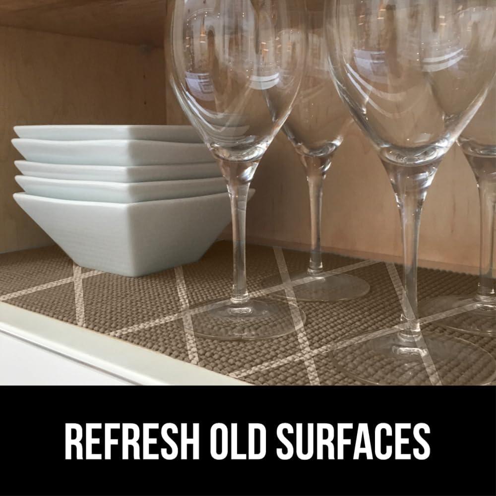 imageGORILLA GRIP powerGRIP Drawer Shelf and Cabinet Liner Thick Strong Hold NonAdhesive Liners Protect Kitchen Cabinets and Cupboard Bathroom Drawers Easy Install Breathable Mat 12 x20 GrayDiamond BeigeIvory