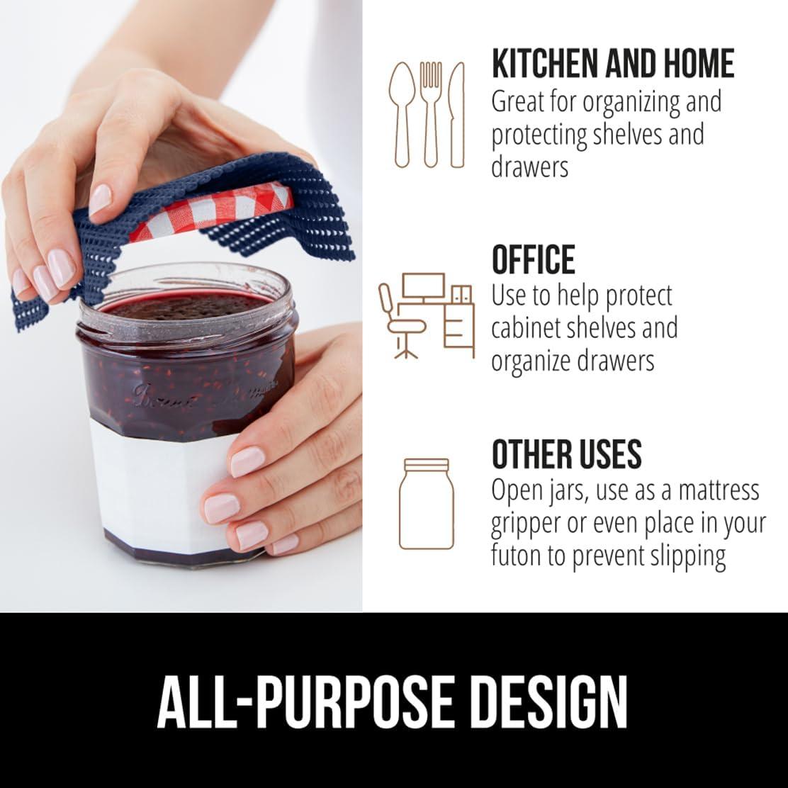 imageGORILLA GRIP powerGRIP Drawer Shelf and Cabinet Liner Thick Strong Hold NonAdhesive Liners Protect Kitchen Cabinets and Cupboard Bathroom Drawers Easy Install Breathable Mat 12 x20 GrayNavy