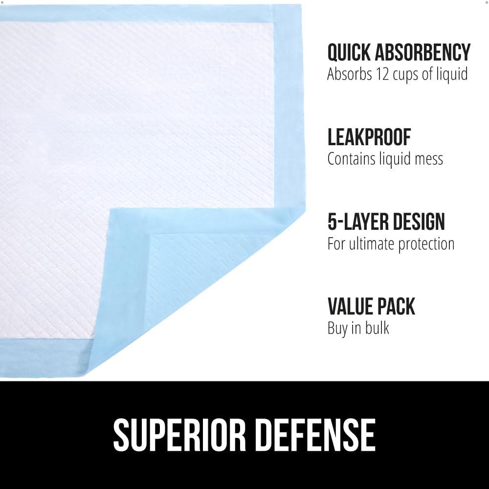 imageGorilla Guard Disposable Puppy Pads 5 Layer Pee Pads for Dogs Absorbent Diaper Changing Pad Dog Potty Training Supplies Quick Dry Pet Housebreaking Essentials for Puppies 25 Count 22x22 in34 x 28