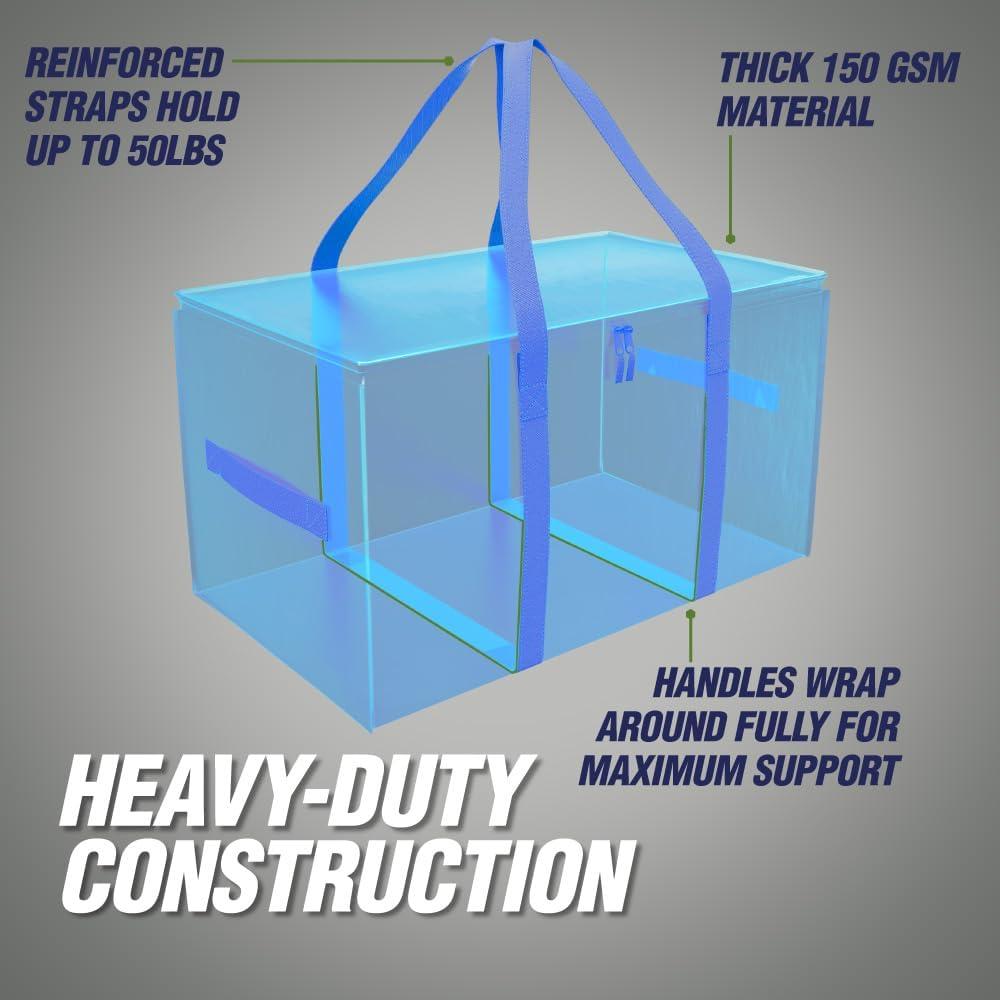imageRUGGED RHINO Heavy Duty Extra Large Blue Moving Bags Durable Bag with Strong Handles and Zipper Moving Boxes Alternative for College Packing Holiday Dcor Space Saving Storage with Label 2 PackTranslucentBlue
