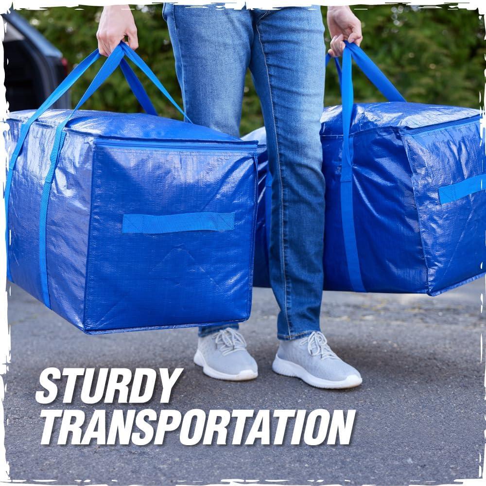 imageRUGGED RHINO Heavy Duty Extra Large Blue Moving Bags Durable Bag with Strong Handles and Zipper Moving Boxes Alternative for College Packing Holiday Dcor Space Saving Storage with Label 2 PackTranslucentBlue