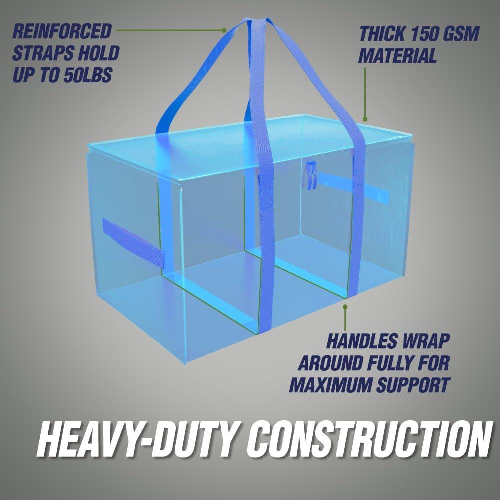 imageRUGGED RHINO Heavy Duty Extra Large Blue Moving Bags Durable Bag with Strong Handles and Zipper Moving Boxes Alternative for College Packing Holiday Dcor Space Saving Storage with Label 2 PackTranslucent