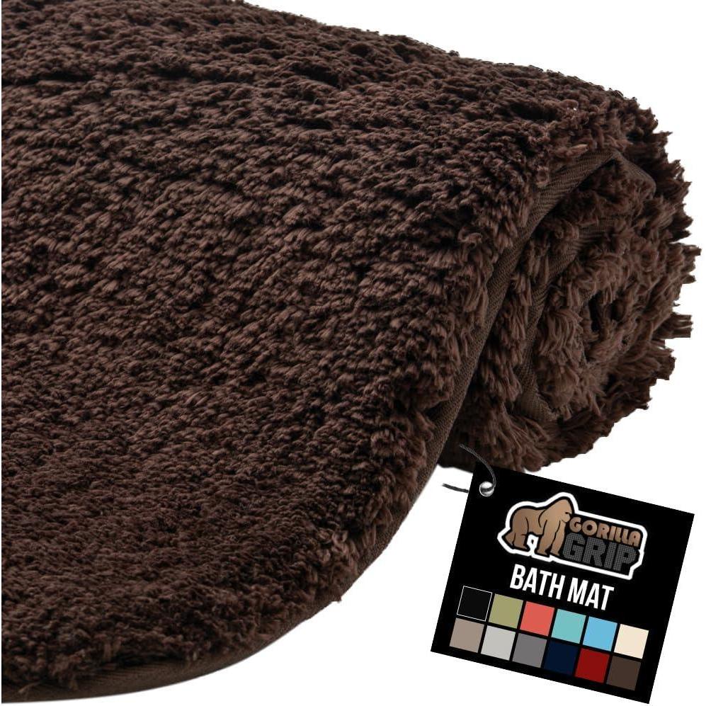 imageGORILLA GRIP Bathroom Rugs Ultra Soft Absorbent Mat Thick Plush Bath Rug Machine Washable Microfiber Quick Dry Mats for Shower Bathtub and Floor Home Decor Accessories 24x17 GreyBrown