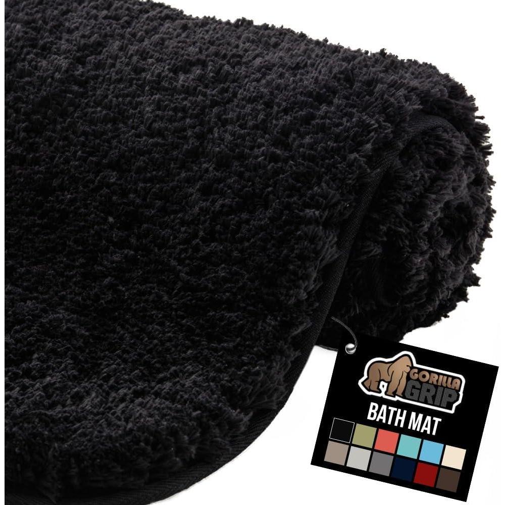 imageGORILLA GRIP Bathroom Rugs Ultra Soft Absorbent Mat Thick Plush Bath Rug Machine Washable Microfiber Quick Dry Mats for Shower Bathtub and Floor Home Decor Accessories 24x17 GreyBlack