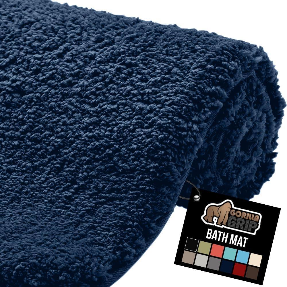 imageGORILLA GRIP Bathroom Rugs Ultra Soft Absorbent Mat Thick Plush Bath Rug Machine Washable Microfiber Quick Dry Mats for Shower Bathtub and Floor Home Decor Accessories 24x17 GreyNavy Blue