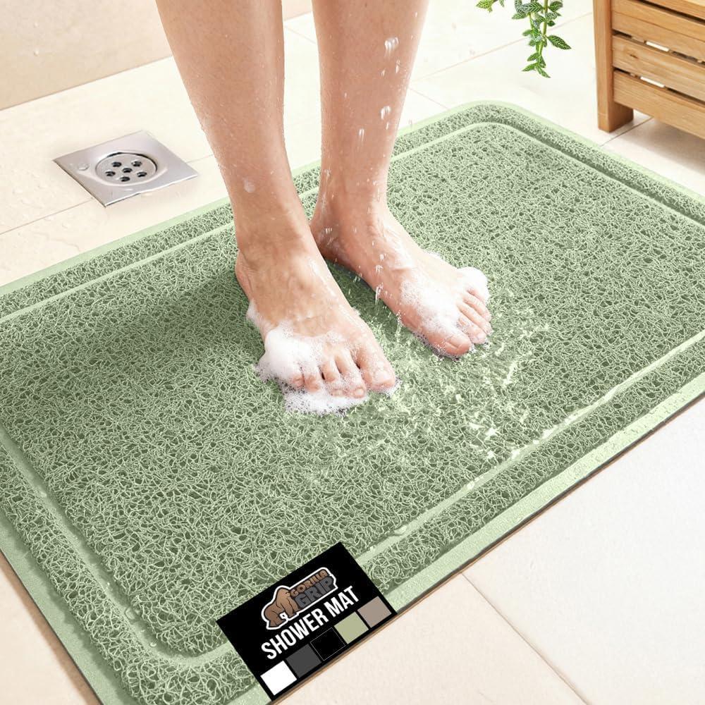 imageGORILLA GRIP Exfoliating Bath and Shower Mat Textured Backing Soft LoofahStyle Foot Scrubber for Outside or Inside Bathtub Quick Dry Easy Drainage Tub Floor Mats Bathroom Essentials 24x16 GraySage