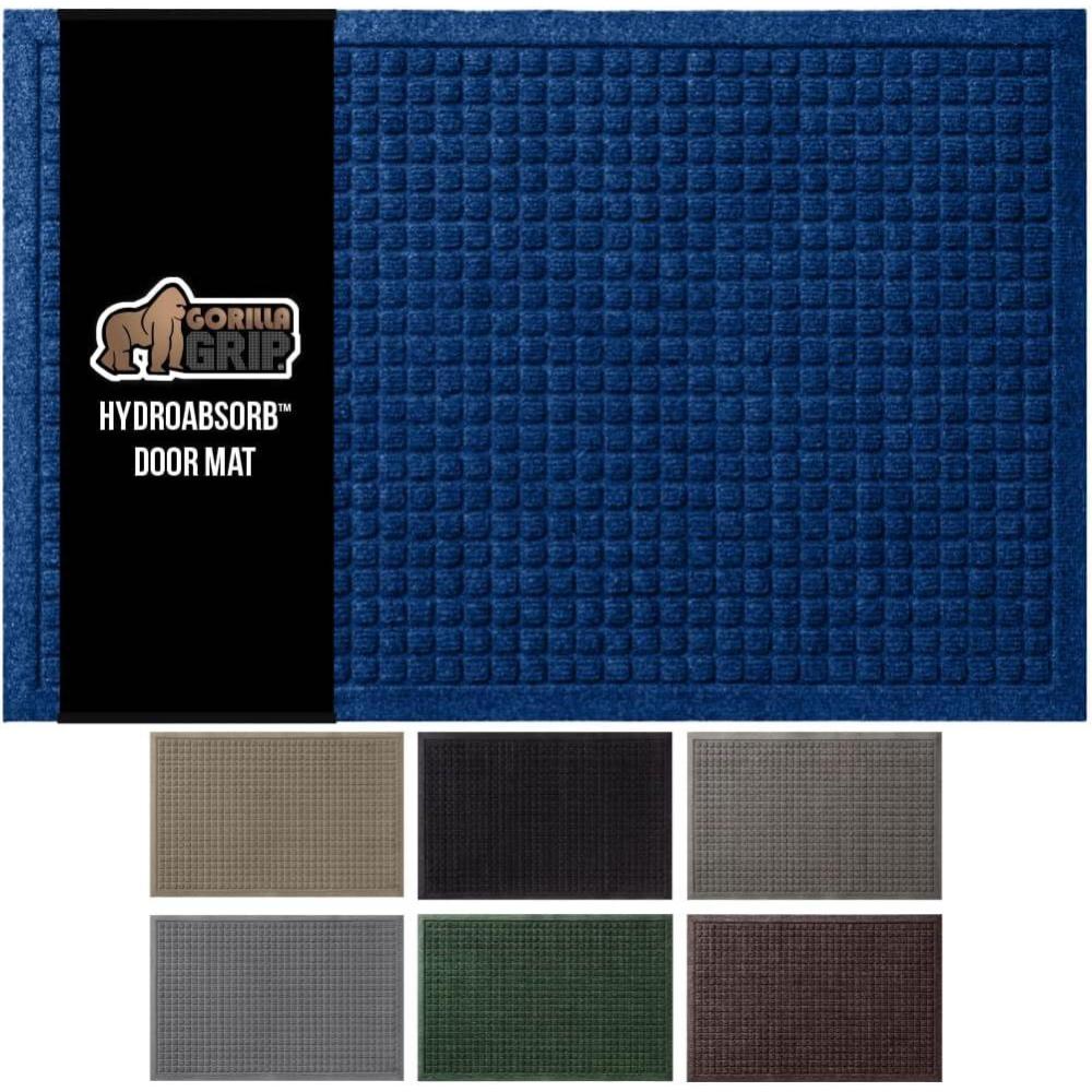 imageGORILLA GRIP Front Door Mat Indoor Outdoor Ultra Absorbent HydroAbsorb Doormat Absorbs Up to 17 Cups of Water Stain and Fade Resistant Rubber Backing Doormats Captures Dirt 29x17 GreyBlue