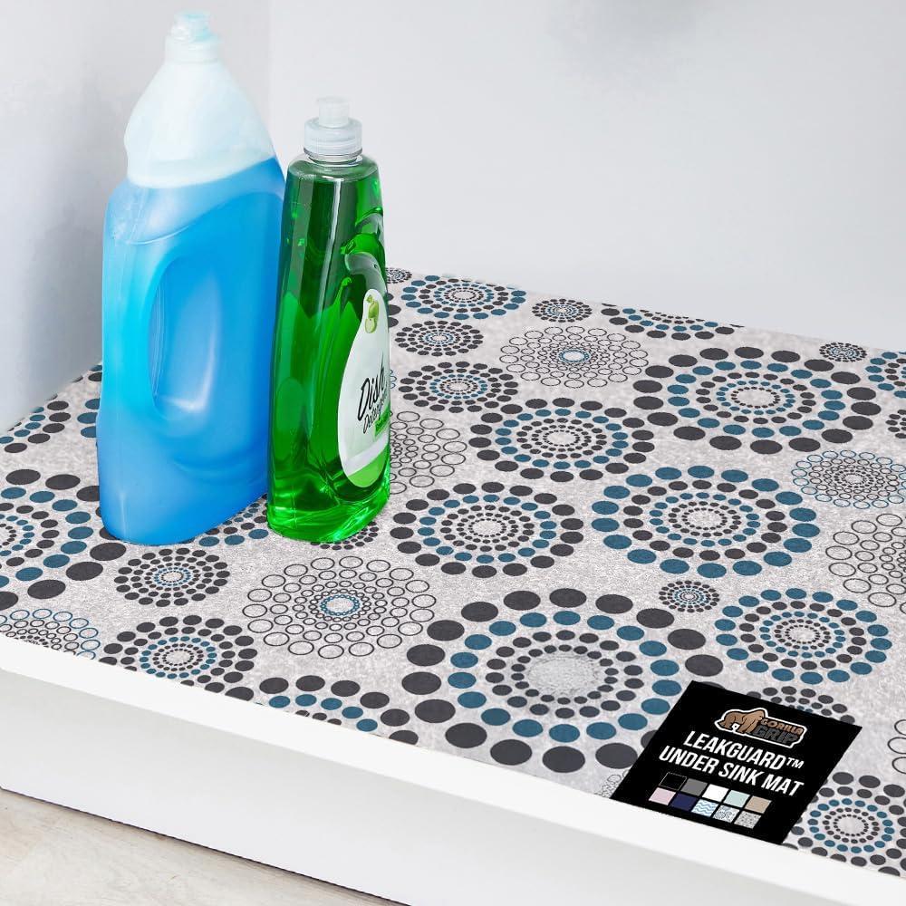 imageGORILLA GRIP LeakGuard NonAdhesive Under Sink Mat for Kitchen Cabinet Waterproof Quick Dry Shelf Liner Durable Absorbent Felt Mats for Bathroom Sinks Cabinets Dresser Easy to Trim 24x30 CharcoalSpiral GrayWhiteTurquoise
