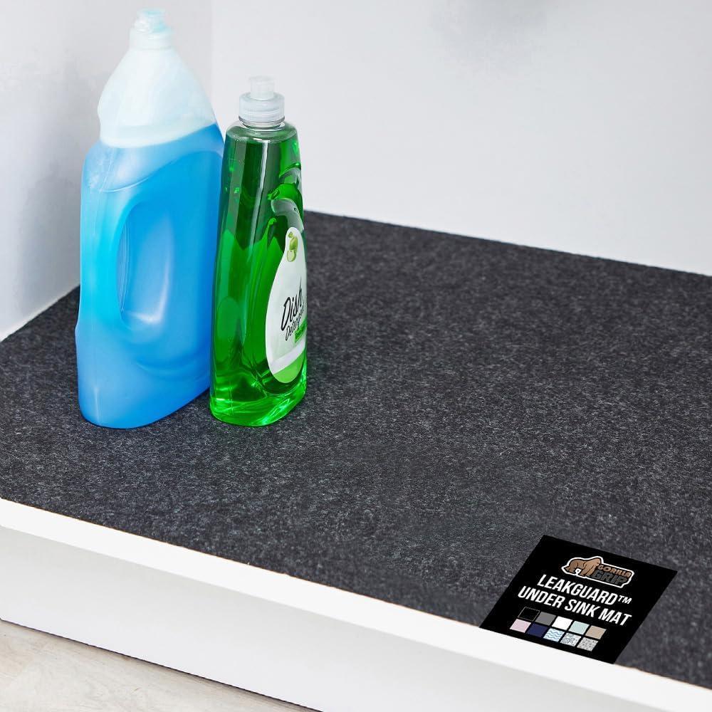 imageGORILLA GRIP LeakGuard NonAdhesive Under Sink Mat for Kitchen Cabinet Waterproof Quick Dry Shelf Liner Durable Absorbent Felt Mats for Bathroom Sinks Cabinets Dresser Easy to Trim 24x30 CharcoalCharcoal