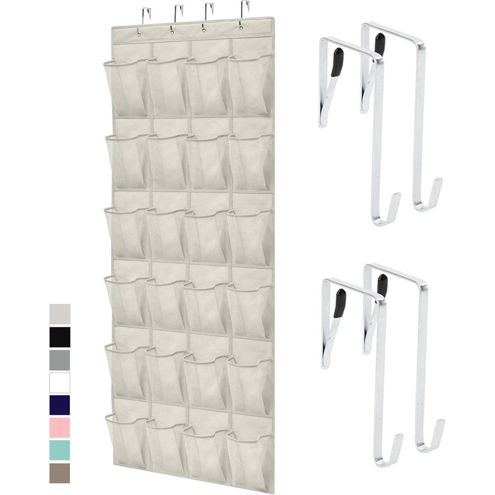 imageGORILLA GRIP Over The Door Organizer Storage 5 Deep Hanging Shelves Holds 50lbs Closet Organizers Shelf for Bedroom Bathroom Nursery Dorm Essentials 3 Metal Hooks 58x15 Inches GreyLinen