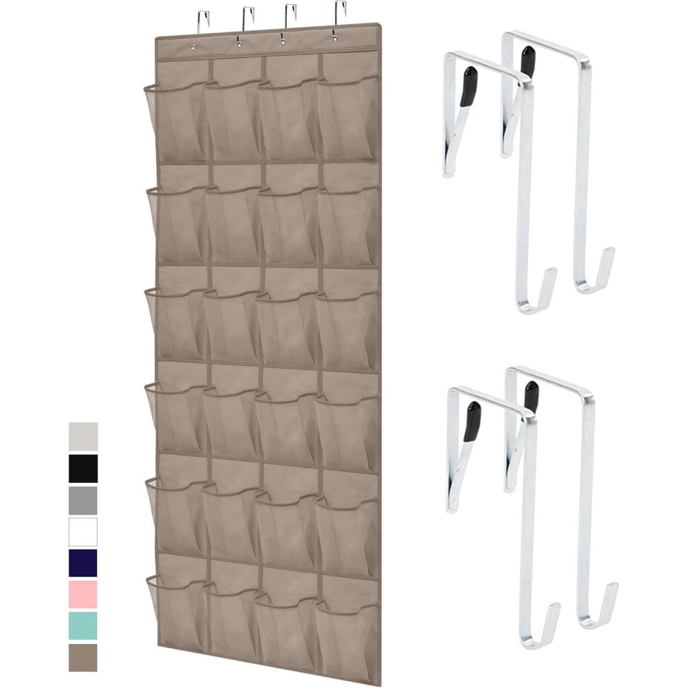 imageGORILLA GRIP Over The Door Organizer Storage 5 Deep Hanging Shelves Holds 50lbs Closet Organizers Shelf for Bedroom Bathroom Nursery Dorm Essentials 3 Metal Hooks 58x15 Inches GreyBeige