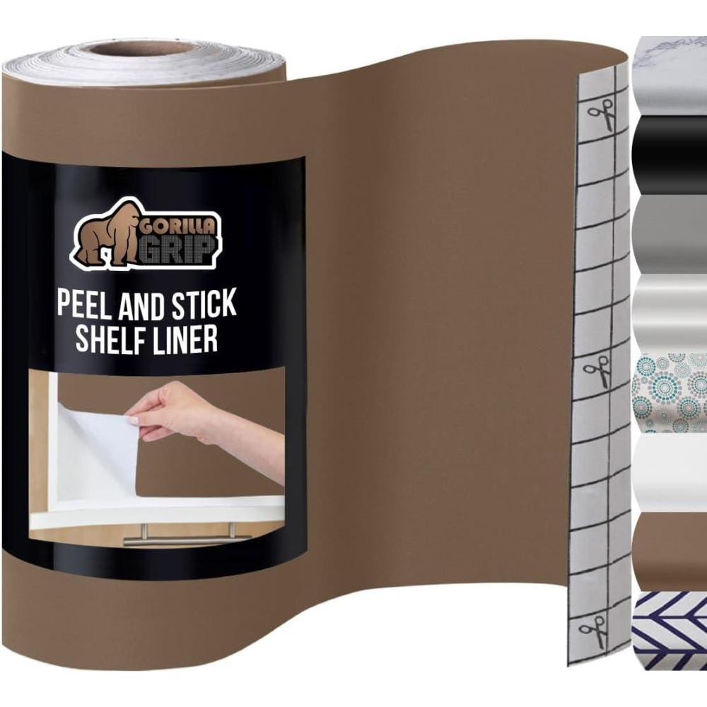 imageGORILLA GRIP Peel and Stick Paper Removable Cover for Books Shelves Countertops Drawers Cabinets and Crafts Easy Install Kitchen Decor Shelf Cabinet Liners 118 in x 10 FT Bright WhiteBeige