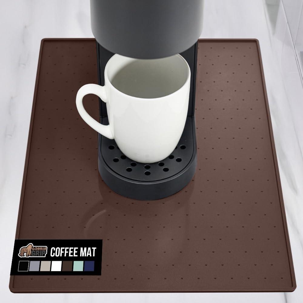 imageGORILLA GRIP Silicone Coffee Mat Espresso Machine Bar Accessories Keep Kitchen Counters Clean Stays in Place Waterproof and Heat Resistant Dish Drying Mats Home Decor Essentials 115x186 BlackBrown
