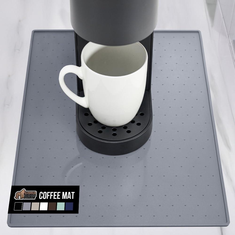 imageGORILLA GRIP Silicone Coffee Mat Espresso Machine Bar Accessories Keep Kitchen Counters Clean Stays in Place Waterproof and Heat Resistant Dish Drying Mats Home Decor Essentials 115x186 BlackGray