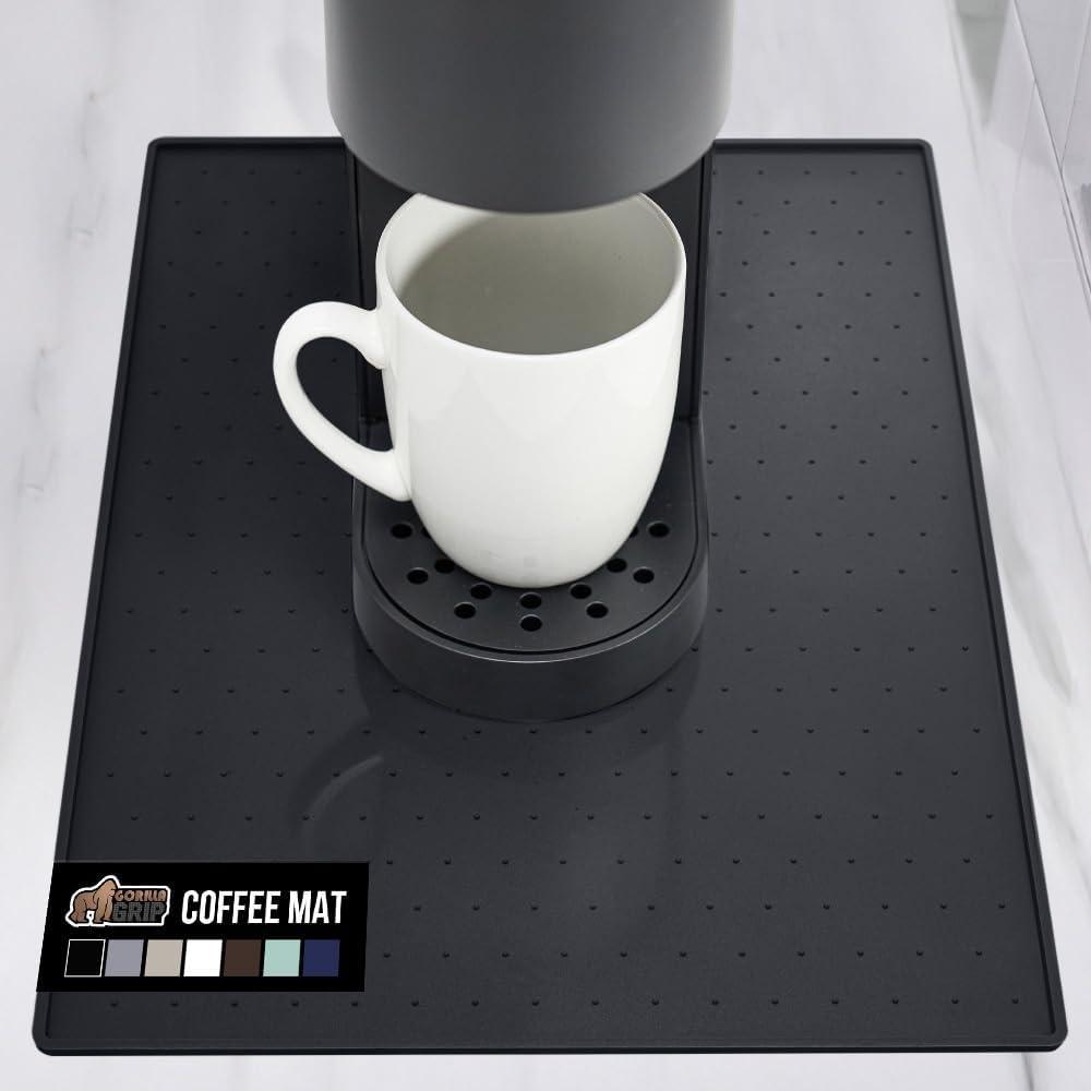 imageGORILLA GRIP Silicone Coffee Mat Espresso Machine Bar Accessories Keep Kitchen Counters Clean Stays in Place Waterproof and Heat Resistant Dish Drying Mats Home Decor Essentials 115x186 BlackBlack