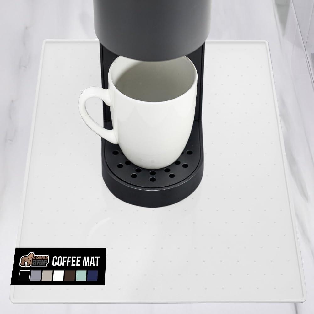 imageGORILLA GRIP Silicone Coffee Mat Espresso Machine Bar Accessories Keep Kitchen Counters Clean Stays in Place Waterproof and Heat Resistant Dish Drying Mats Home Decor Essentials 115x186 BlackWhite