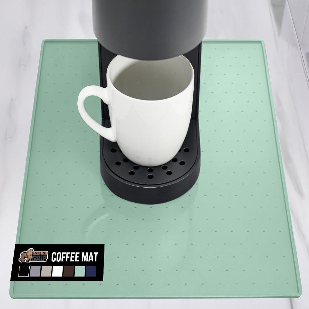 imageGORILLA GRIP Silicone Coffee Mat Espresso Machine Bar Accessories Keep Kitchen Counters Clean Stays in Place Waterproof and Heat Resistant Dish Drying Mats Home Decor Essentials 115x186 BlackMint