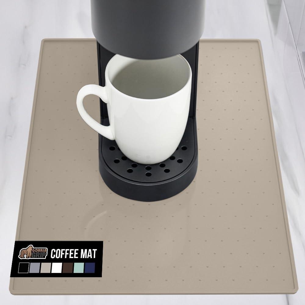 imageGORILLA GRIP Silicone Coffee Mat Espresso Machine Bar Accessories Keep Kitchen Counters Clean Stays in Place Waterproof and Heat Resistant Dish Drying Mats Home Decor Essentials 115x186 BlackAlmond