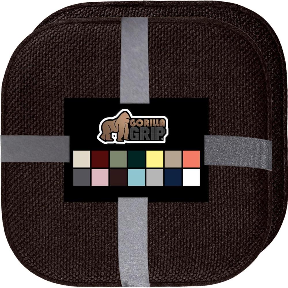 imageGORILLA GRIP Slip Resistant Chair Cushions No Ties Required Memory Foam Pads for Dining Room Kitchen Table Office Rocking Chairs Plush Seat Cover Cushion Pad Home Decor Set of 4 16x16 GreyBrown
