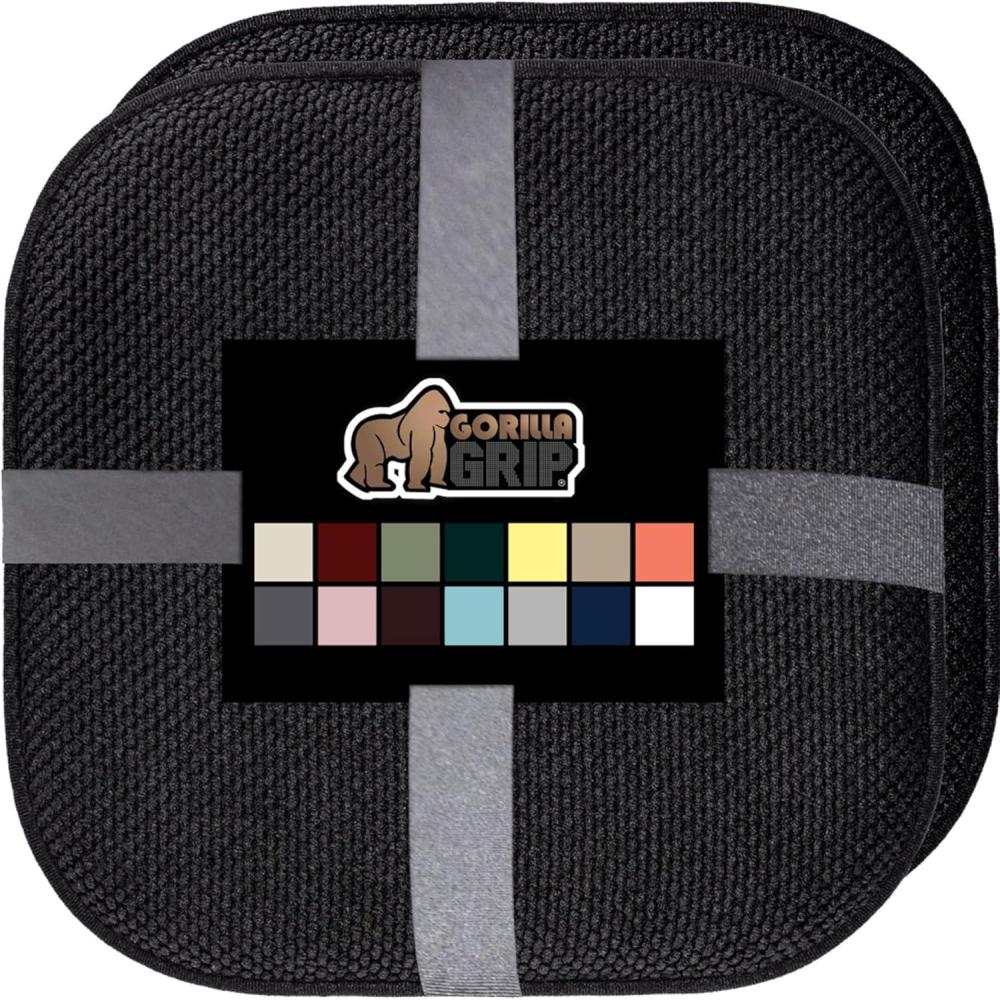 imageGORILLA GRIP Slip Resistant Chair Cushions No Ties Required Memory Foam Pads for Dining Room Kitchen Table Office Rocking Chairs Plush Seat Cover Cushion Pad Home Decor Set of 4 16x16 GreyBlack