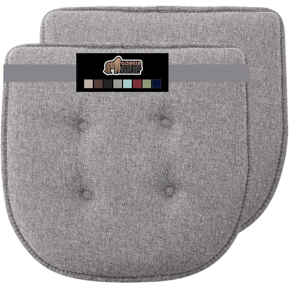 imageGORILLA GRIP Slip Resistant Chair Cushions No Ties Required Memory Foam Pads for Dining Room Kitchen Table Office Rocking Chairs Plush Seat Cover Cushion Pad Home Decor Set of 4 16x16 GreyTufted Gray