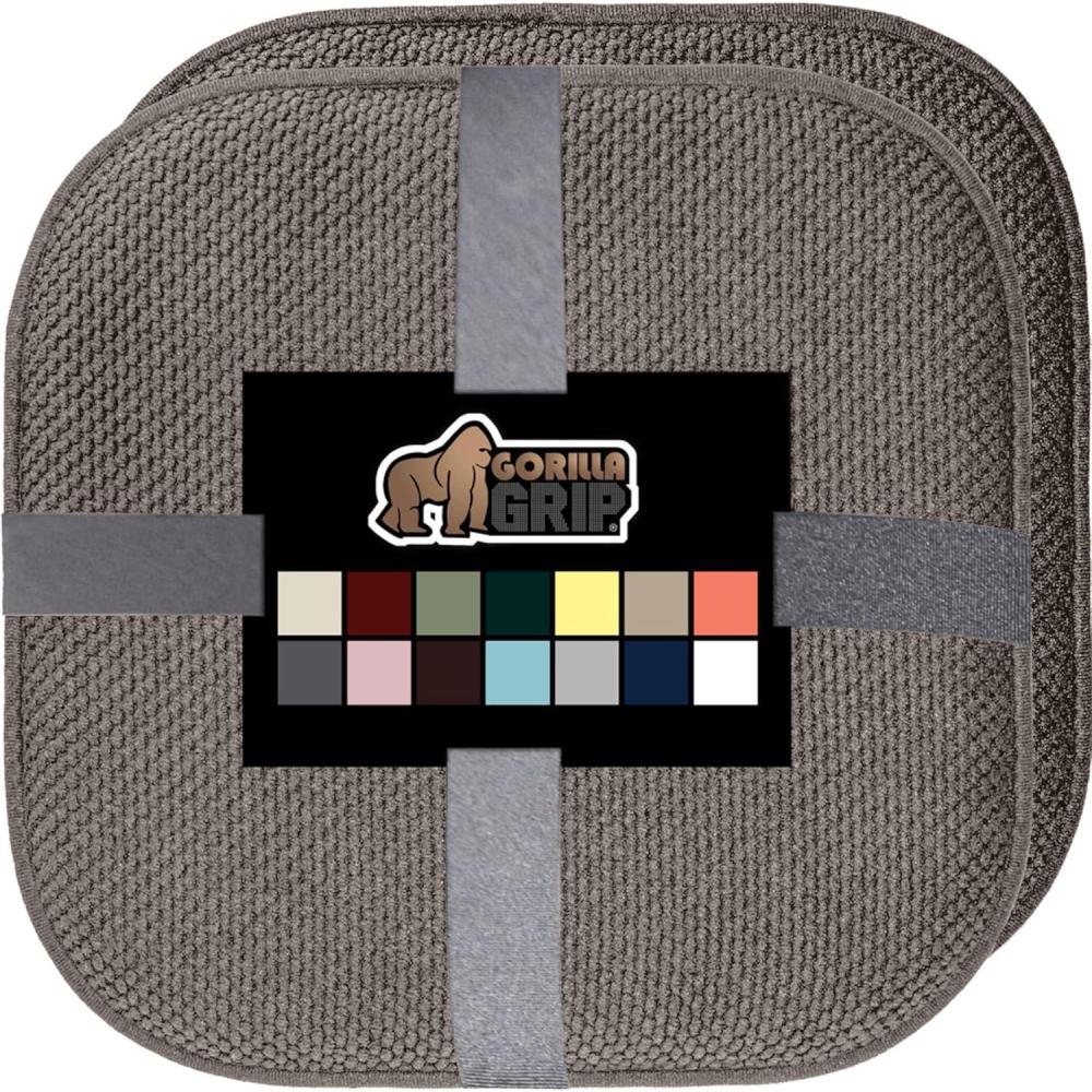imageGORILLA GRIP Slip Resistant Chair Cushions No Ties Required Memory Foam Pads for Dining Room Kitchen Table Office Rocking Chairs Plush Seat Cover Cushion Pad Home Decor Set of 4 16x16 GreyLatte